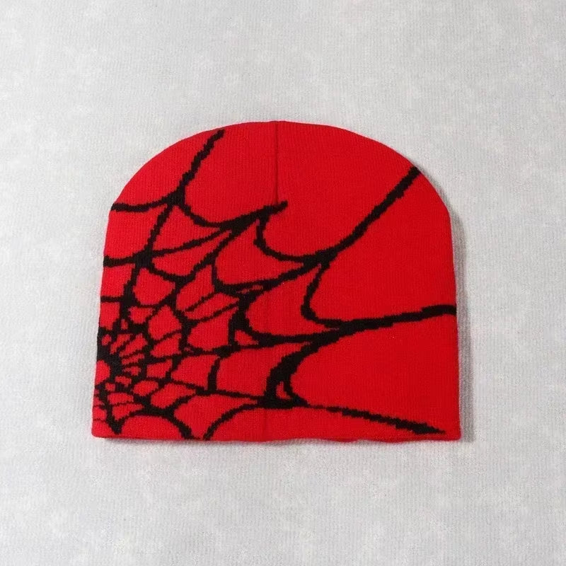 Knitting Spider Web Design Hat Skullies Beanies for Men Women Pullover Pile Cap Y2K Goth Warm Beanie Hats New Hip-Hop Street Cap