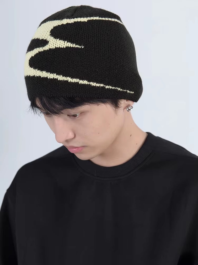 Men Beanies Knit Y2K Hip Hop Graphic Caps Streetwear Winter Gothic Vintage Korean Fashion Pullover Accessories Unisex Women Hats