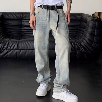 2022 Cool Design Retro Washed Baggy Men Hip Hop Jeans Pants New Fashion Luxury Straight Vintage Loose Denim Trousers Y2K Clothes